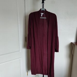 Leith Maroon Open-Front Cardigan